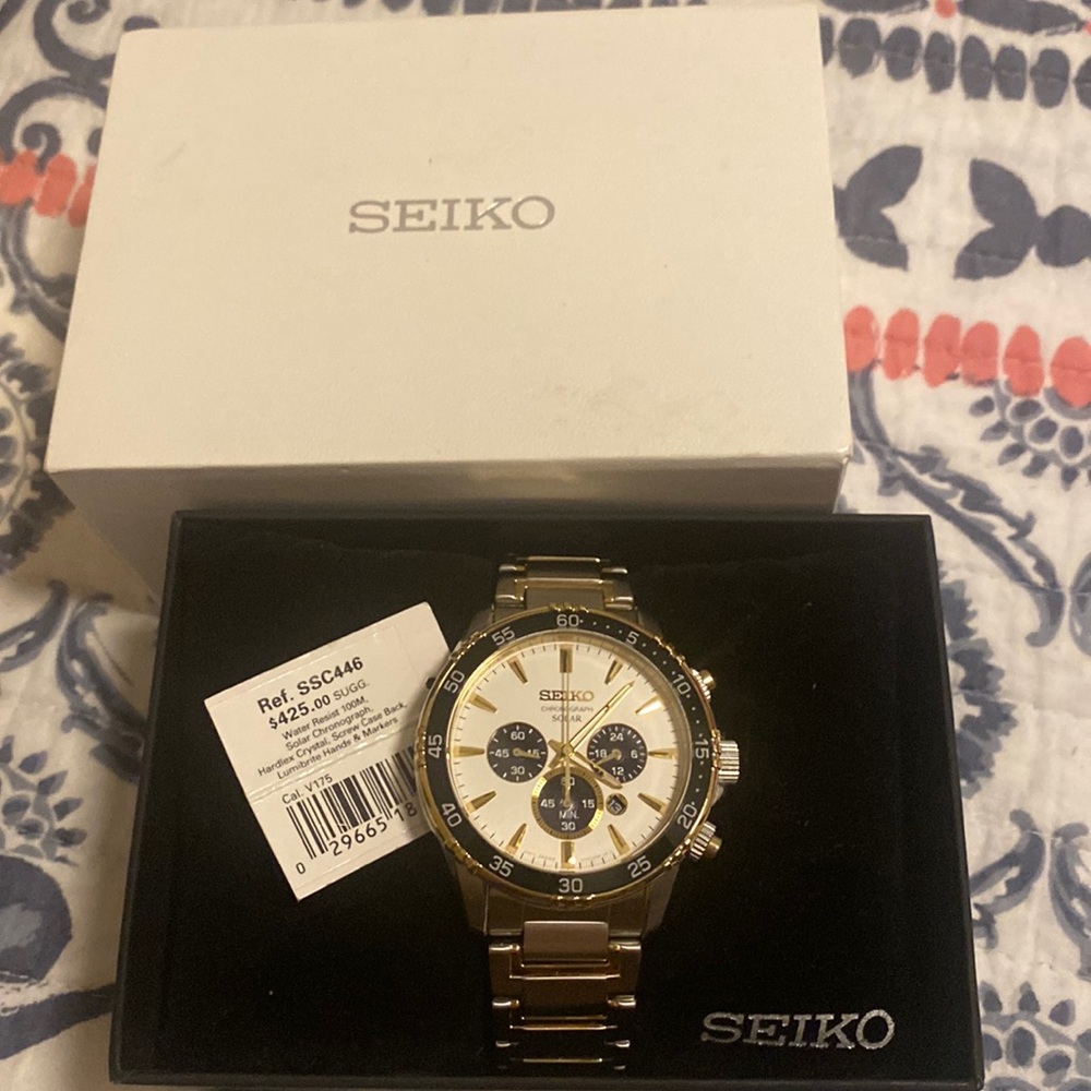 Seiko water resist, solar chronograph watch